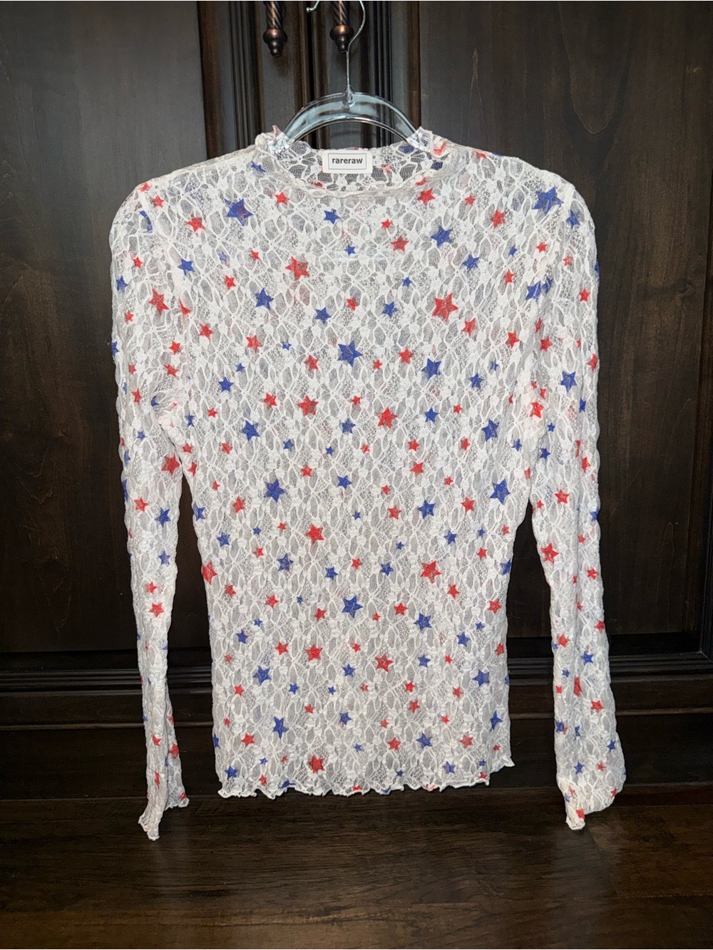 Rareraw Women's White Lace Star-Print Intimate Top